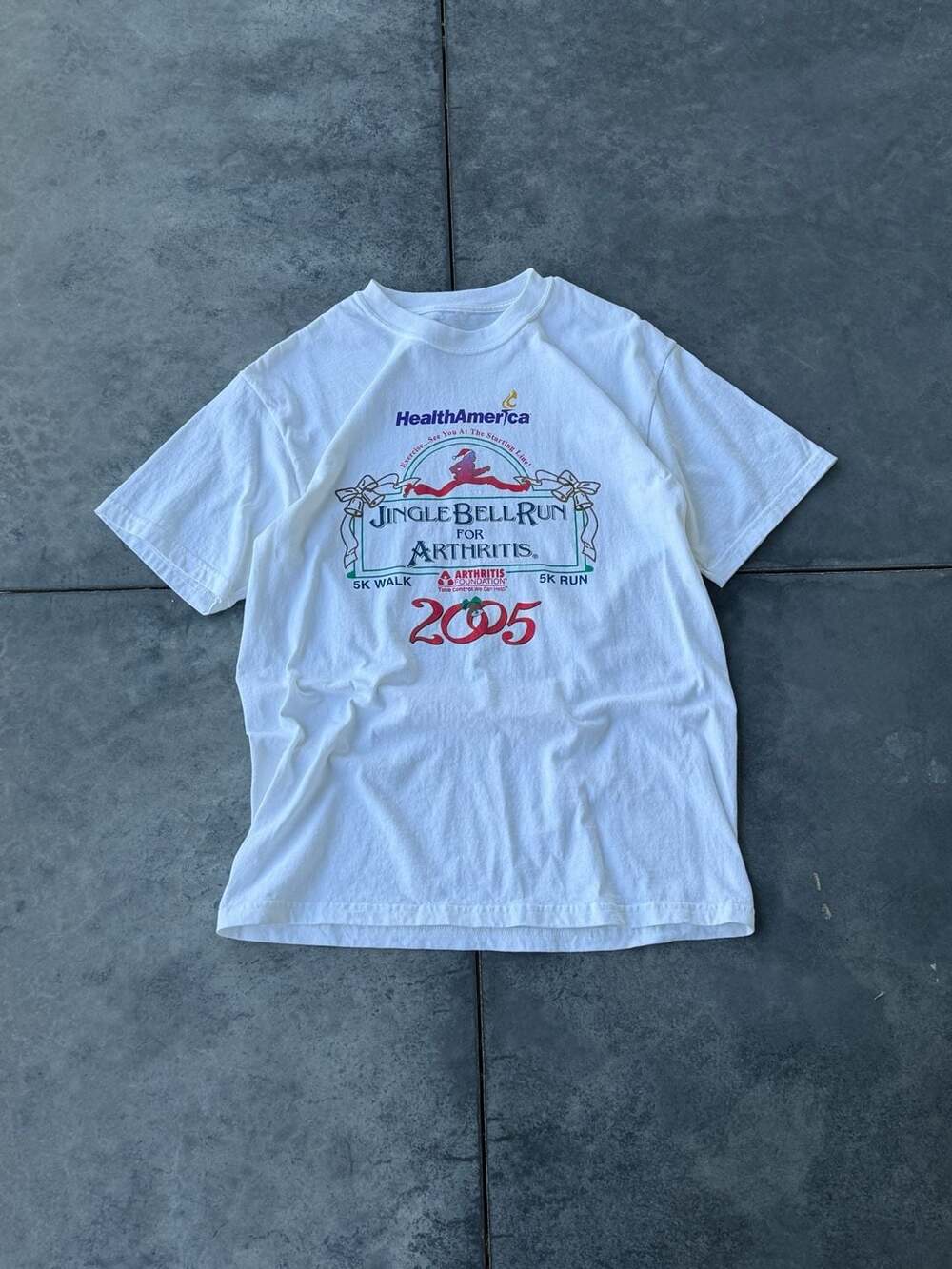 HealthAmerica 2005 Jingle Bell Run For Arthritis 5K Walk 5K Run White T-Shirt